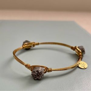 Bourbon and Bowties Gray Druzy Stone Bangle Bracelet